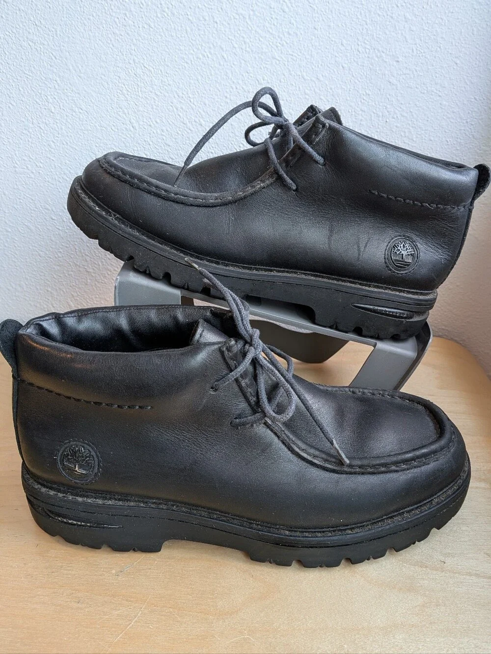 Vintage TIMBERLAND Black Leather Moc Toe Chukka Boots Size 10M